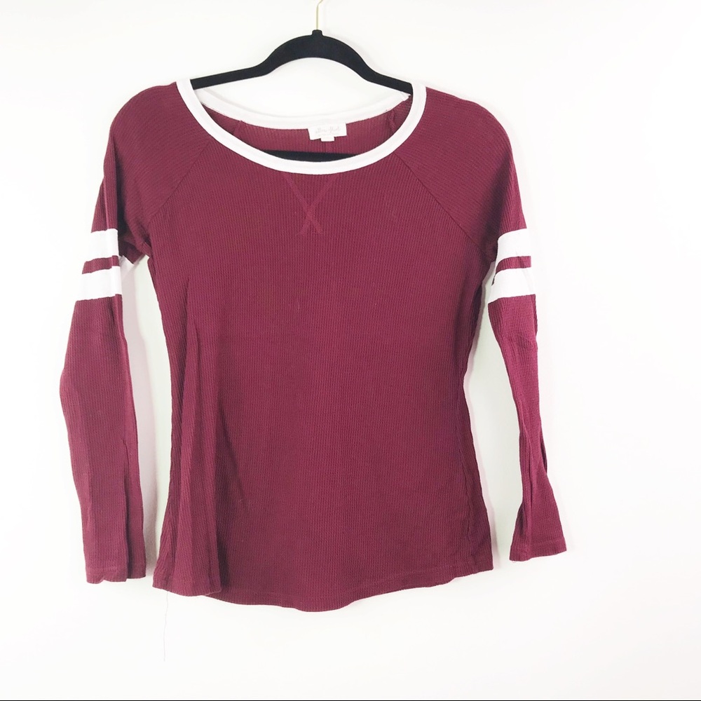 Ultra Flirt Dark Wine Ribbed Texture Long Sleeve